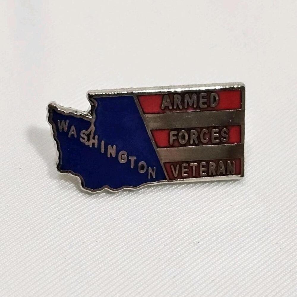 Vintage WA State Armed Forces US Military Veteran Lapel Hat Pin
